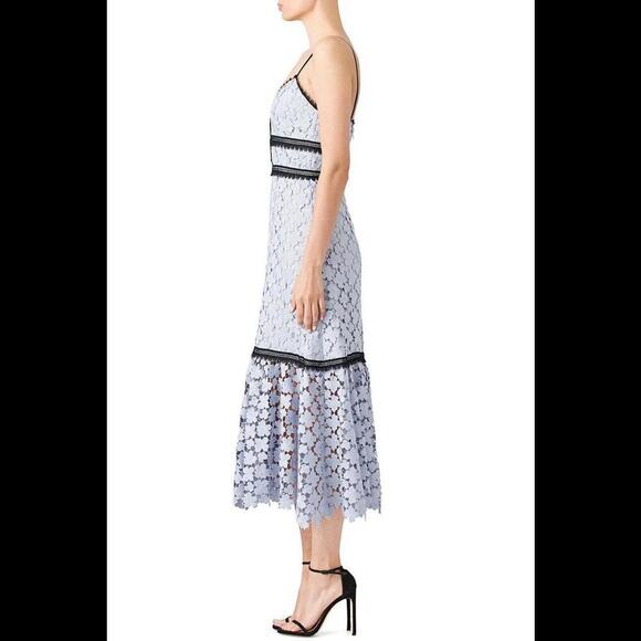 Jill Stuart Blue Lace Crochet Elle Sleeveless Cocktail Midi Tea Dress Sz 4 NWoT - Picture 5 of 10